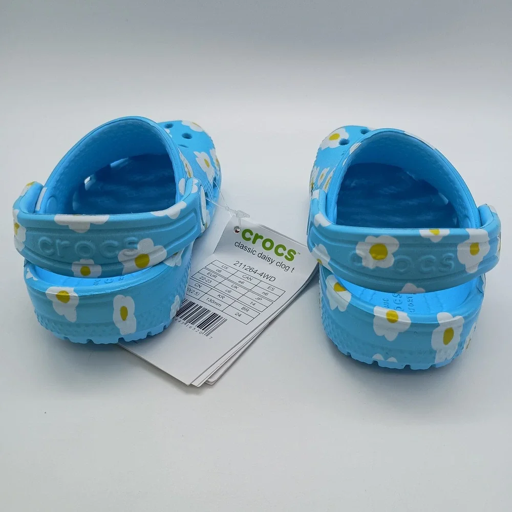 Crocs Classic Daisy Clog T Tinted Glass Blue Floral Toddler Size C6 211264-4WD